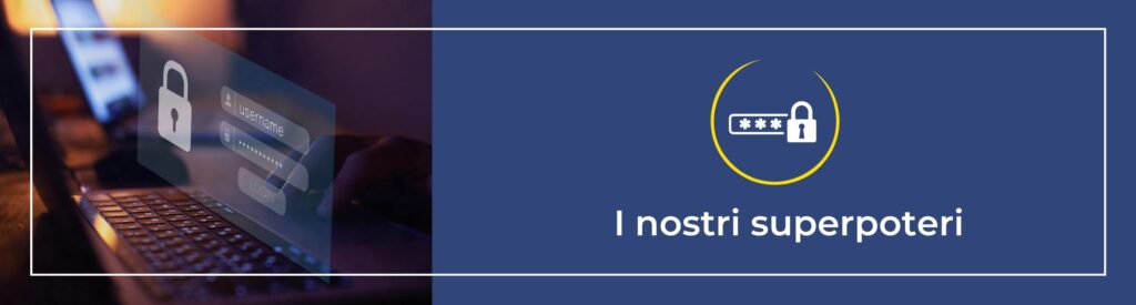 Laptop con icone di sicurezza e password protette.