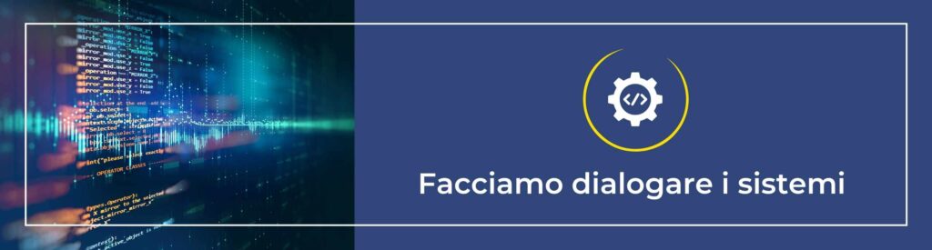 Codice su schermo con luci blu e dati in streaming.